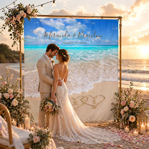 Blue Ocean Waves Tropical Beach Wedding Backdrop