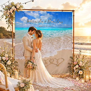 Blue Ocean Waves Tropical Beach Wedding Backdrop