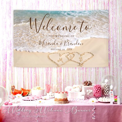 Blue Ocean Waves Tropical Beach Wedding Banner