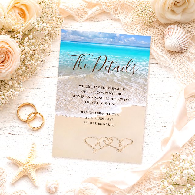 Blue Ocean Waves Tropical Beach Wedding Enclosure Card (Creator Uploaded)