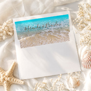 Blue Ocean Waves Tropical Beach Wedding Envelope Liner