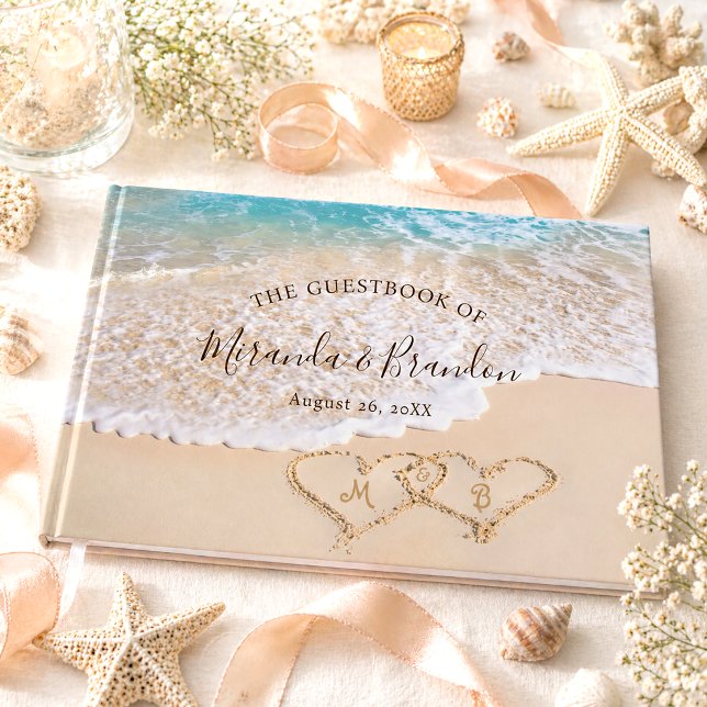 Blue Ocean Waves Tropical Beach Wedding Guest Book (Creator Uploaded)