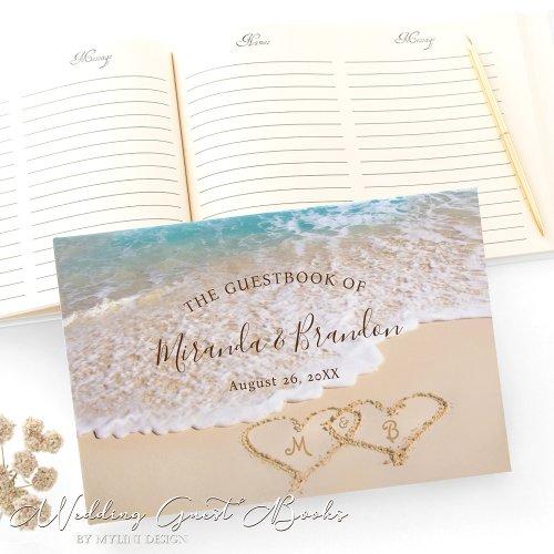 Blue Ocean Waves Tropical Beach Wedding Guest Book
