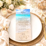 Blue Ocean Waves Tropical Beach Wedding Menu Card<br><div class="desc">Blue Ocean Waves Tropical Beach Wedding Menu Card – Customizable & Elegant. Bring the beauty of the sea to your special day with our Blue Ocean Waves Tropical Beach Wedding Menu Card. Perfect for destination weddings, beachside ceremonies, and tropical-themed receptions, this elegant menu design captures the serene charm of ocean...</div>