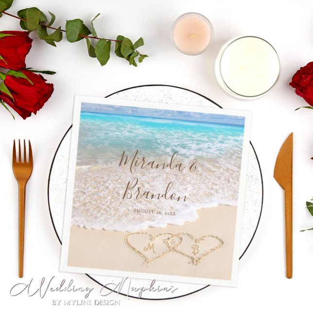 Blue Ocean Waves Tropical Beach Wedding Napkins (Creator Uploaded)