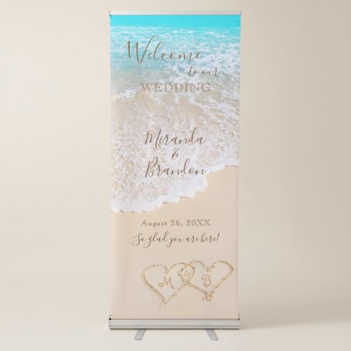 Blue Ocean Waves Tropical Beach Wedding Retractable Banner