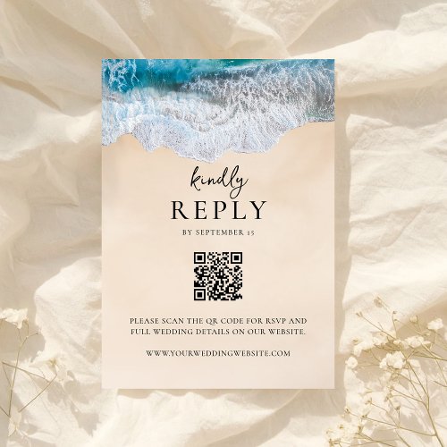 Blue Ocean Waves Tropical Beach Wedding RSVP Card