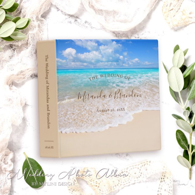 Blue Ocean Waves Tropical Summer Beach Wedding 3 Ring Binder (Creator Uploaded)