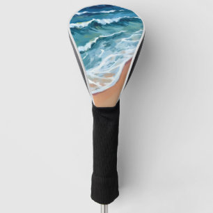 Blue Ocean Waves Watercolor Golf Head Cover