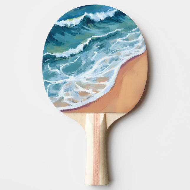 Blue Ocean Waves Watercolor Ping Pong Paddle (Front)
