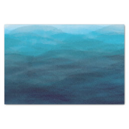 Blue Ocean Waves Watercolor Tissue Paper Gift Wrap