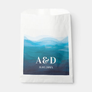 Blue Ocean Waves Watercolor Wedding Treat Sack Favor Bag