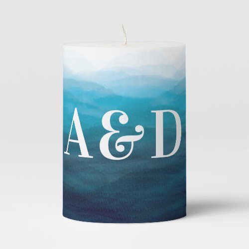 Blue Ocean Waves Wedding Candles Reception Pillar Candle