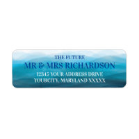Blue Ocean Waves Wedding Return Address Labels