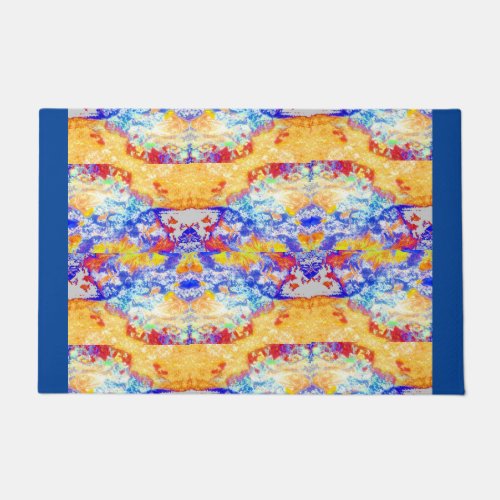 Blue Ocean Waves Whimsical Marine Abstract Art Fun Doormat