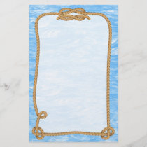 Blue Ocean Waves With Nautical Rope Border Stationery