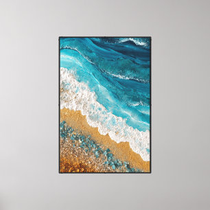 Blue Ocean Waves with Pebbled Shore – Abstract art Canvas Print