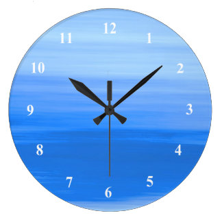 Ocean Blue Color Wall Clocks Zazzle Blue Ocean Waves With Soft Shades Of Colors Large Clock