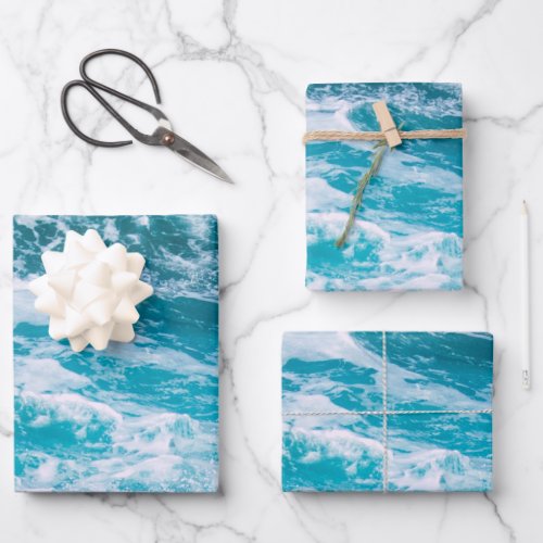 Blue Ocean Waves Wrapping Paper Sheets