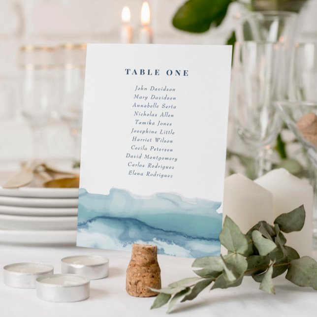 Blue Ocean Wedding Seating Chart Cards (Creator Uploaded)
