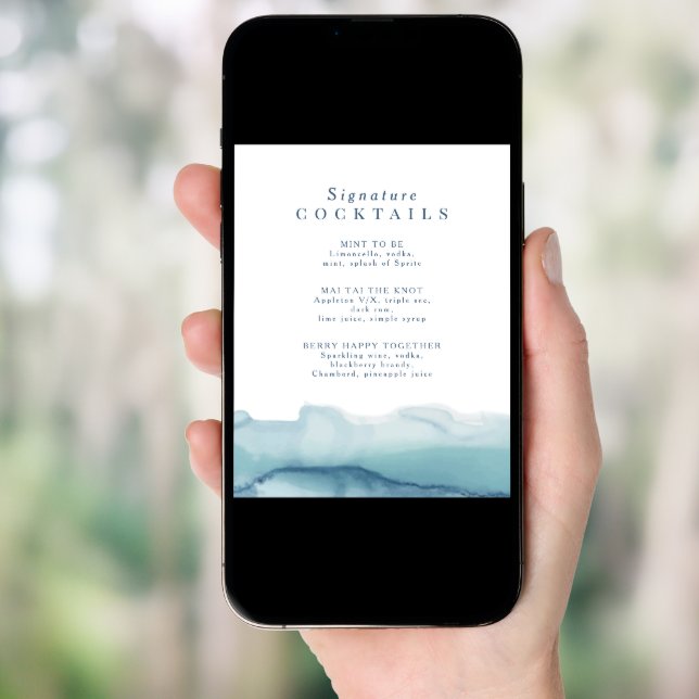 Blue Ocean Wedding Signature Cocktail Menu Sign (Front Digital)