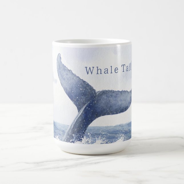 Blue Ocean Whale Tail Coffee Mug (Center)