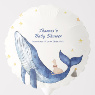 Blue Ocean Whimsical Duck Stars Whale Baby Shower Balloon