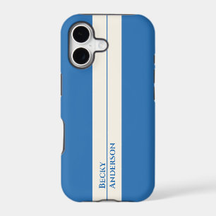 Blue Ocean, White Sand, Blue Text, Retro iPhone 17 Case