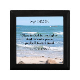 Blue Ocean with Christmas Verse Custom Name Gift Box