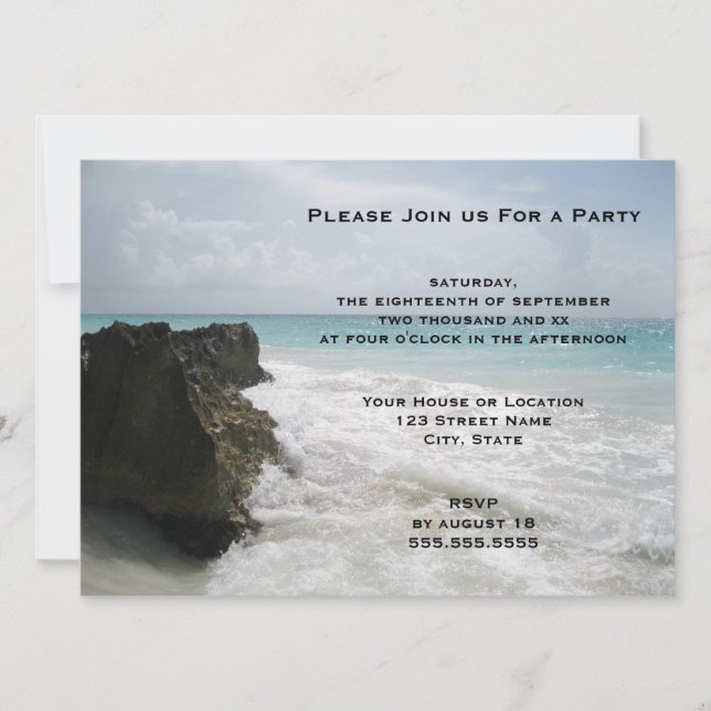 Blue Ocean with Foamy Waves Seascape Generic Party Invitation (Front)