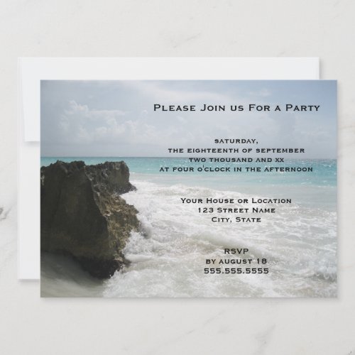 Blue Ocean with Foamy Waves Seascape Generic Party Invitation
