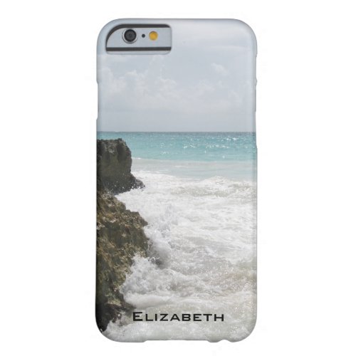 Blue Ocean with Foamy Waves Seascape Personalized Barely There iPhone 6 Case