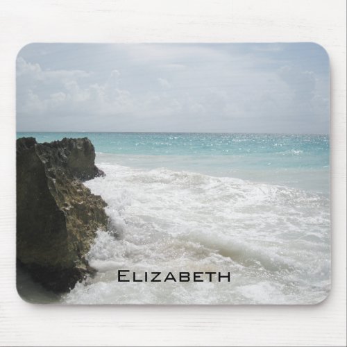 Blue Ocean with Foamy Waves Seascape Personalized Mouse Pad