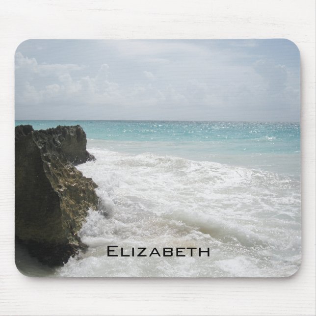 Blue Ocean with Foamy Waves Seascape Personalized Mouse Pad (Front)