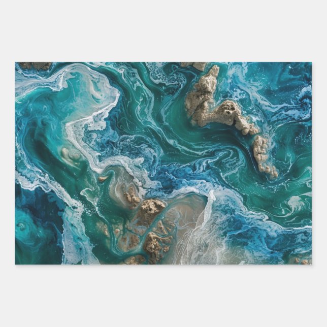 Blue Ocean Wrapping Paper Sheets (Front 2)