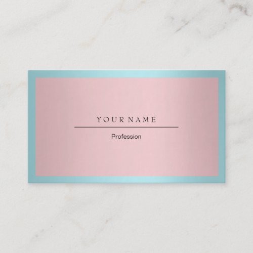 Blue  Oceanic Water Frame Minimal Pink Metallic Business Card