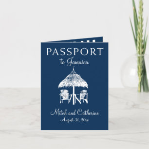 Blue Ocho Rios Jamaica Passport Wedding Invitation