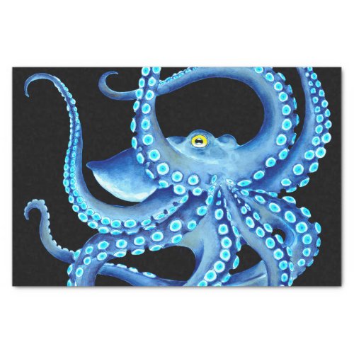 Blue Octopus Black Tissue Paper