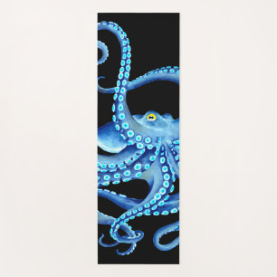 Blue Octopus Black Yoga Mat