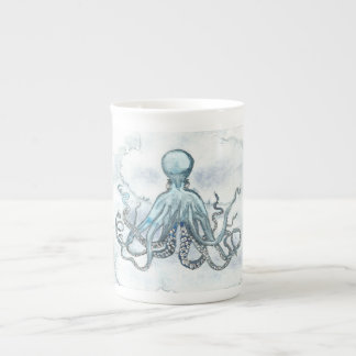 Blue Octopus Bone China Mug Tea Coffee Ocean Beach