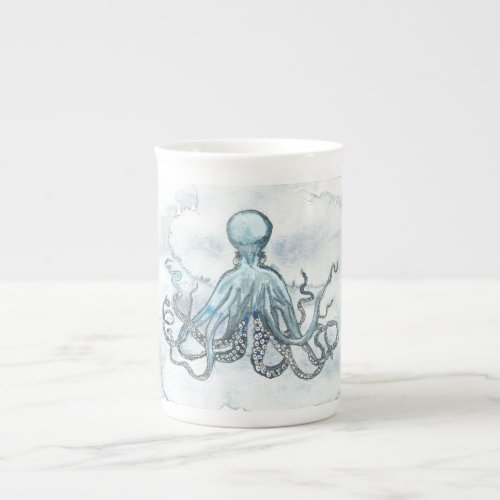 Blue Octopus Bone China Mug Tea Coffee Ocean Beach