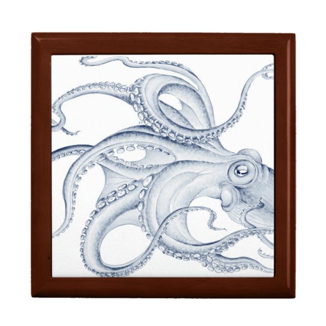 Blue Octopus Cephalopod Kraken Ink Gift Box (Front)