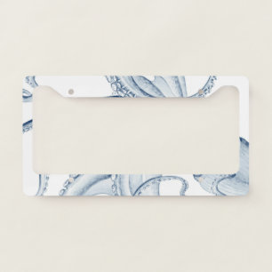 Blue Octopus Cephalopod Kraken Ink License Plate Frame