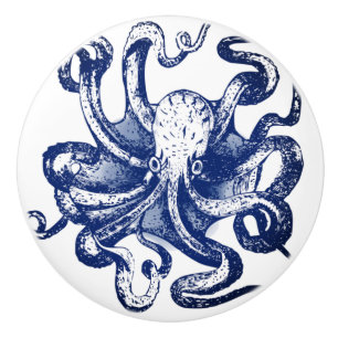Blue Octopus Ceramic Knob