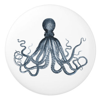 Blue Octopus Ceramic Knob
