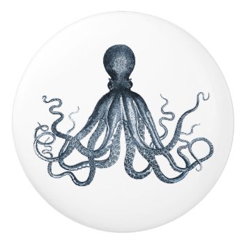 Blue Octopus Ceramic Knob by mariannegilliand at Zazzle