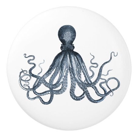 Blue Octopus Ceramic Knob