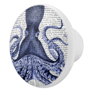 Blue Octopus Ceramic Knob