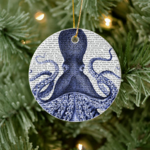 Blue Octopus Ceramic Ornament