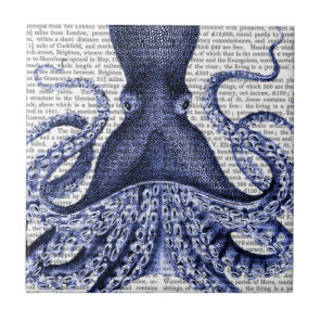 Blue Octopus Ceramic Tile